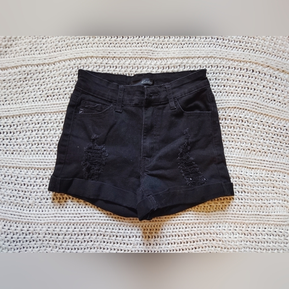 Kancan Black Distressed Women Shorts 0/23 In New Condition!